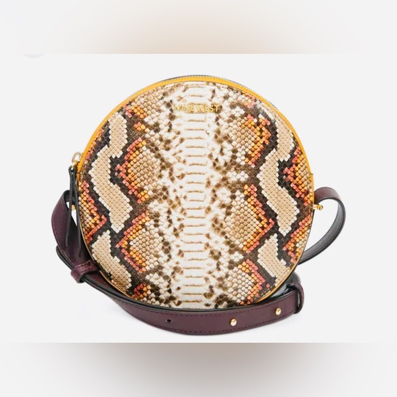 Nine West Round Crossbody Purse 
Snakeskin Browns/Cognac Multicolor
NWithoutTag - Picture 2 of 16